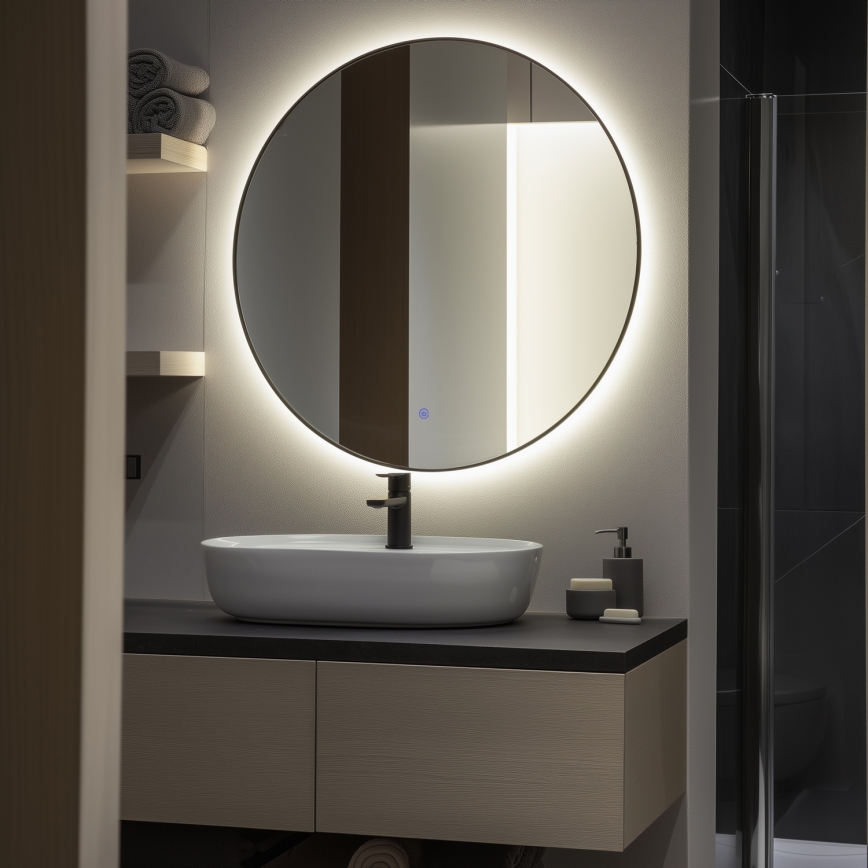 Brilagi - LED kopalniško ogledalo VENA BLACK LED/26W/230V Ø 80 cm IP44 CRI 90 zatemnljivo + CCT
