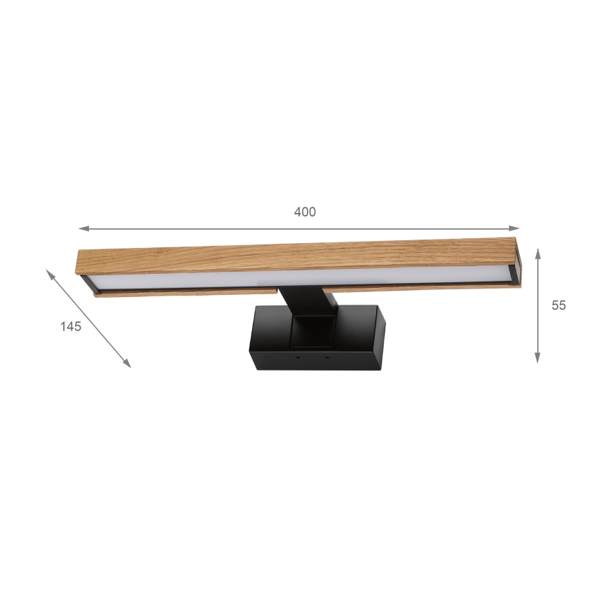 Brilagi - LED kopalniška osvetlitev za ogledalo 3 v 1 WOODY MIRROR LED/8W/230V IP44 črna/hrast