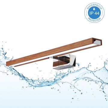 Brilagi - LED osvetlitev kopalniškega ogledala WOODY MIRROR 3v1 LED/12W/230V 60 cm IP44 sijajni krom/hrast češnja