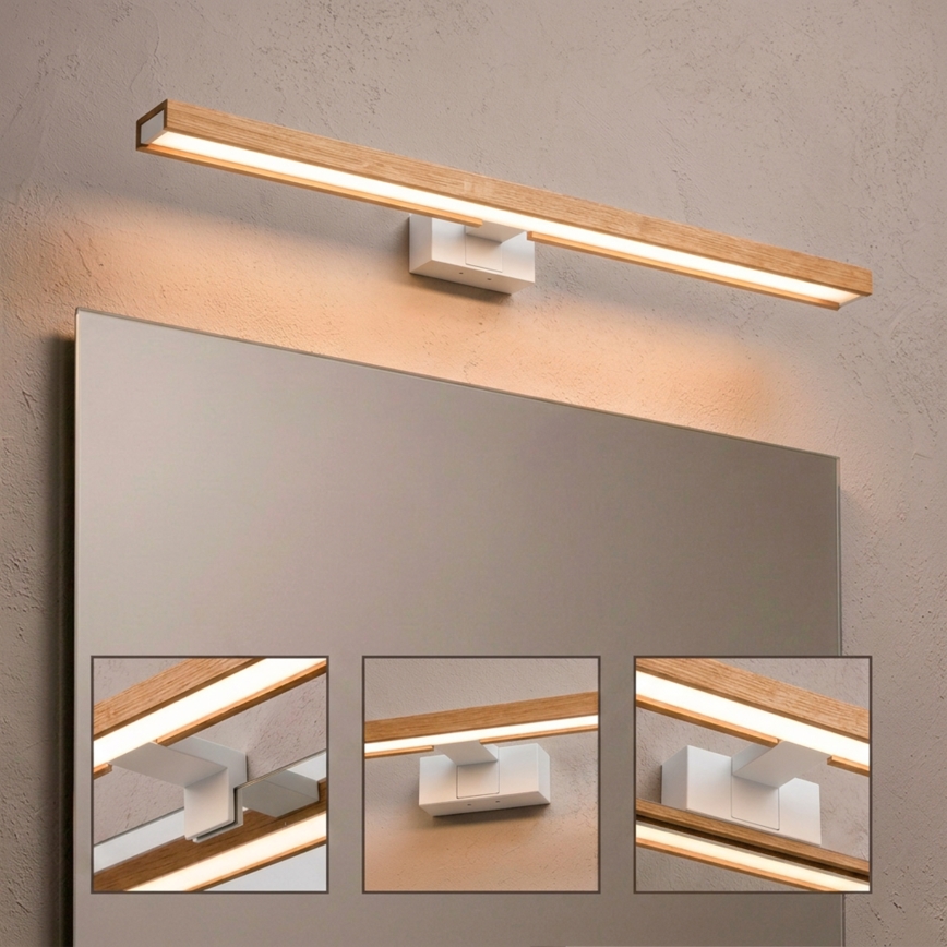 Brilagi - LED kopalniška osvetlitev za ogledalo 3v1 WOODY MIRROR LED/15W/230V 80 cm IP44 bela/hrast