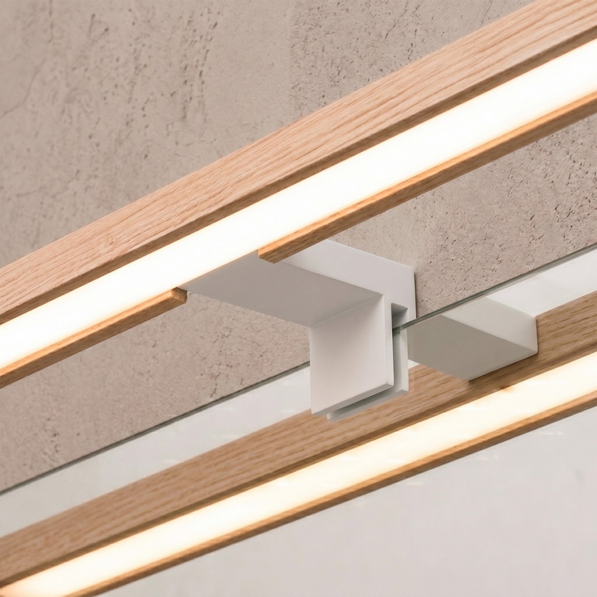 Brilagi - LED kopalniška osvetlitev za ogledalo 3v1 WOODY MIRROR LED/15W/230V 80 cm IP44 bela/hrast
