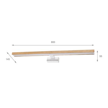 Brilagi - LED kopalniška osvetlitev za ogledalo 3v1 WOODY MIRROR LED/15W/230V 80 cm IP44 bela/hrast