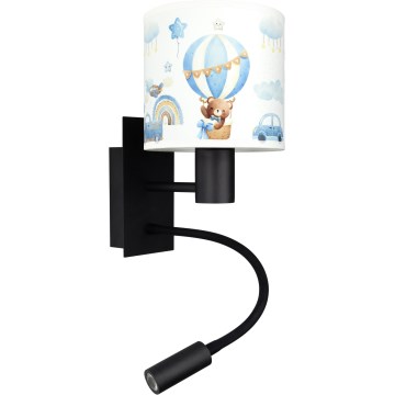 Brilagi - LED otroška fleksibilna stenska svetilka BOBO 1xE27/25W/230V + LED/3W črna/bela/modra/medvedki
