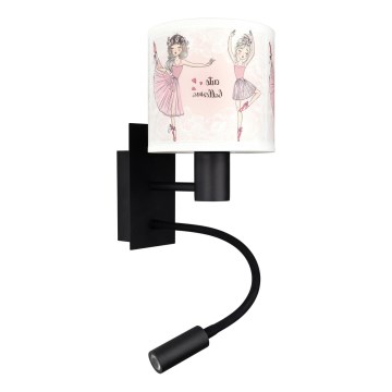 Brilagi - LED otroška fleksibilna stenska svetilka BOBO 1xE27/25W/230V + LED/3W črna/bela/roza/baletke