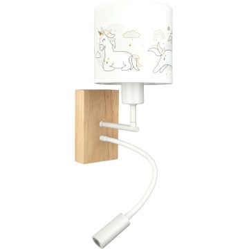 Brilagi - LED otroška fleksibilna stenska svetilka BOBO WOOD 1xE27/25W/230V + LED/3W hrast/bela/enorogi