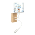Brilagi - LED otroška fleksibilna stenska svetilka BOBO WOOD 1xE27/25W/230V + LED/3W hrast/bela/modra/medvedki