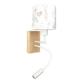 Brilagi - LED Otroška fleksibilna stenska svetilka BOBO WOOD 1xE27/25W/230V + LED/3W hrast/bela/zajčki
