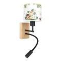 Brilagi - LED otroška fleksibilna stenska svetilka BOBO WOOD 1xE27/25W/230V + LED/3W hrast/črna/bela/zelena/džungla