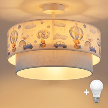 Brilagi - LED otroška nadometna stropna svetilka BOBO 1xE27/60W/230V premer 40 cm kremna/modra/medvedki