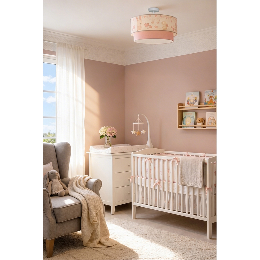 Brilagi - LED otroška pritrjena stropna svetilka BOBO 1xE27/60W/230V premer 40 cm kremna/rožnata/z vzorcem zajčkov