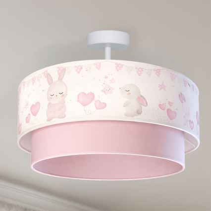 Brilagi - LED otroška pritrjena stropna svetilka BOBO 1xE27/60W/230V premer 40 cm kremna/rožnata/z vzorcem zajčkov