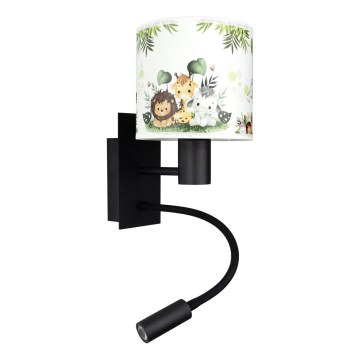 Brilagi - LED otroška prilagodljiva stenska svetilka BOBO 1xE27/25W/230V + LED/3W črna/bela/zelena/džungla