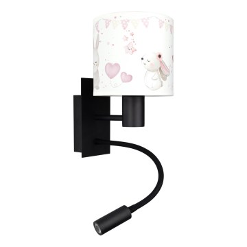 Brilagi - LED otroška prilagodljiva stenska svetilka BOBO 1xE27/25W/230V + LED/3W črna/kremna/zajčki