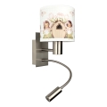 Brilagi - LED otroška prilagodljiva stenska svetilka BOBO 1xE27/25W/230V + LED/3W mat krom/bela/rožnata/s motivom vil