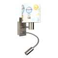 Brilagi - LED otroška prilagodljiva stenska svetilka BOBO 1xE27/25W/230V + LED/3W matiran krom/bela/živalski motivi