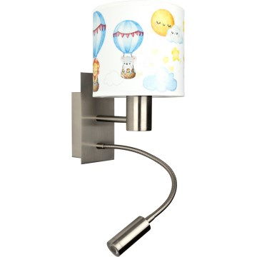 Brilagi - LED otroška prilagodljiva stenska svetilka BOBO 1xE27/25W/230V + LED/3W matiran krom/bela/živalski motivi