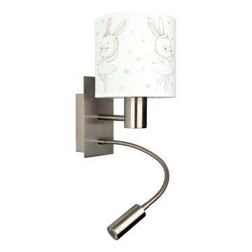 Brilagi - LED otroška prilagodljiva stenska svetilka BOBO 1xE27/25W/230V + LED/3W matni krom/bela/zajčki