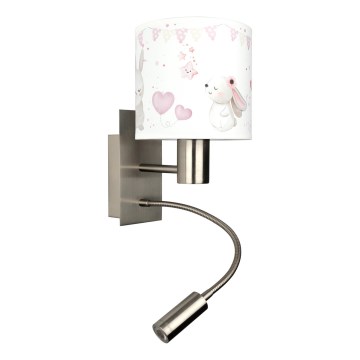 Brilagi - LED otroška prilagodljiva stenska svetilka BOBO 1xE27/25W/230V + LED/3W matni krom/kremna/zajčki