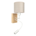 Brilagi - LED Otroška prilagodljiva stenska svetilka BOBO WOOD 1xE27/25W/230V + LED/3W hrast/bela/bež/pikice