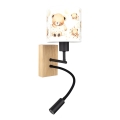 Brilagi - LED otroška prilagodljiva stenska svetilka BOBO WOOD 1xE27/25W/230V + LED/3W hrast/črna/bela/medvedki