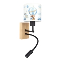 Brilagi - LED otroška prilagodljiva stenska svetilka BOBO WOOD 1xE27/25W/230V + LED/3W hrast/črna/bela/modra/medvedki