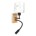 Brilagi - LED Otroška prilagodljiva stenska svetilka BOBO WOOD 1xE27/25W/230V + LED/3W hrast/črna/bela/zajčki