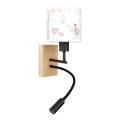 Brilagi - LED otroška prilagodljiva stenska svetilka BOBO WOOD 1xE27/25W/230V + LED/3W hrast/črna/kremna/zajčki