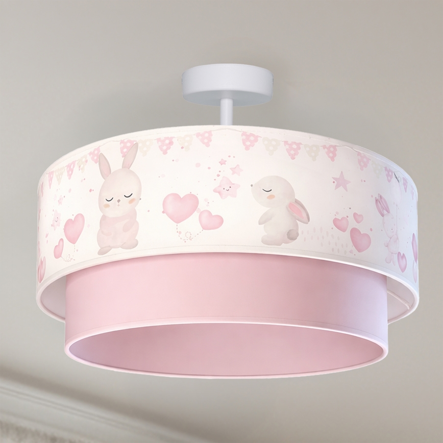 Brilagi - LED otroška stropna svetilka BOBO 1xE27/10W/230V premer 40 cm kremna/rožnata/z motivom zajčkov