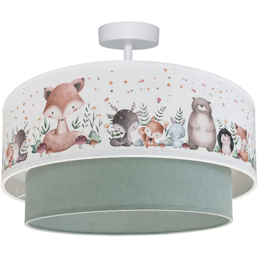 Brilagi - LED otroška pritrjena stropna svetilka BOBO 1xE27/10W/230V, Ø 40 cm, bela/zelena/živalski motiv