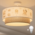 Brilagi-LED Otroška pritrjena stropna svetilka BOBO 1xE27/60W/230V premer 40 cm bela/bež/medvedek