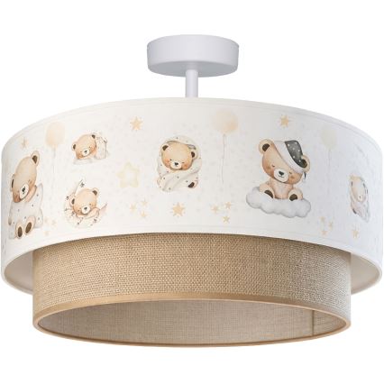 Brilagi-LED Otroška pritrjena stropna svetilka BOBO 1xE27/60W/230V premer 40 cm bela/bež/medvedek