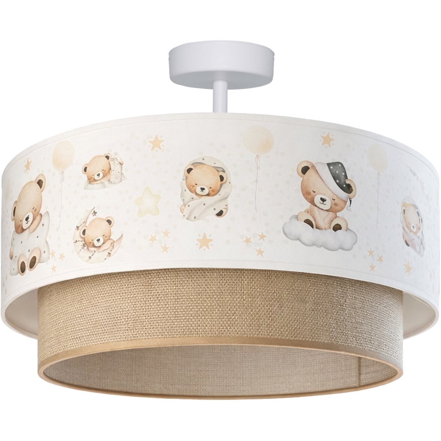 Brilagi-LED Otroška pritrjena stropna svetilka BOBO 1xE27/60W/230V premer 40 cm bela/bež/medvedek