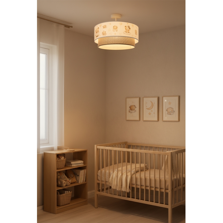 Brilagi-LED Otroška pritrjena stropna svetilka BOBO 1xE27/60W/230V premer 40 cm bela/bež/medvedek