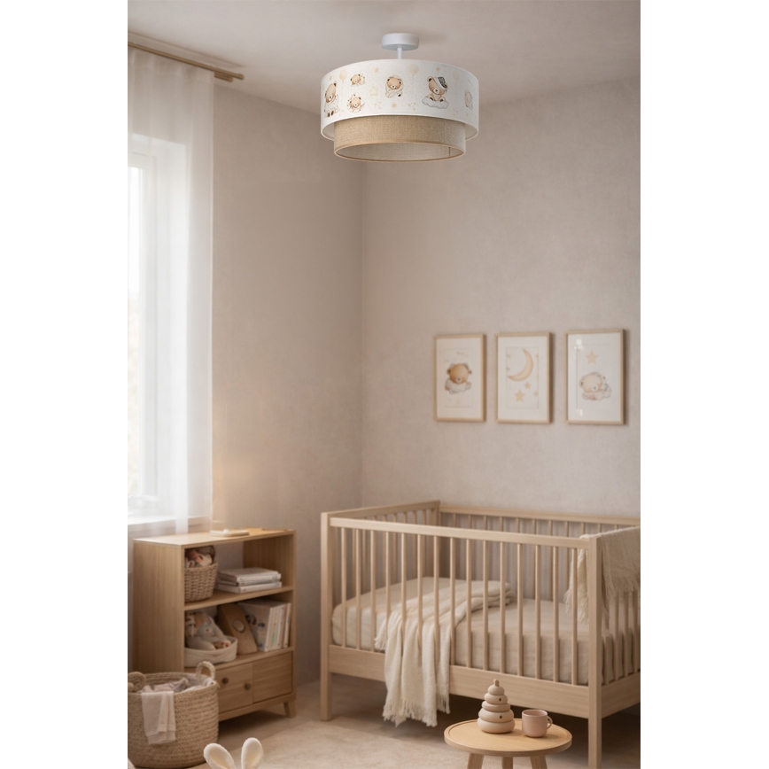 Brilagi-LED Otroška pritrjena stropna svetilka BOBO 1xE27/60W/230V premer 40 cm bela/bež/medvedek