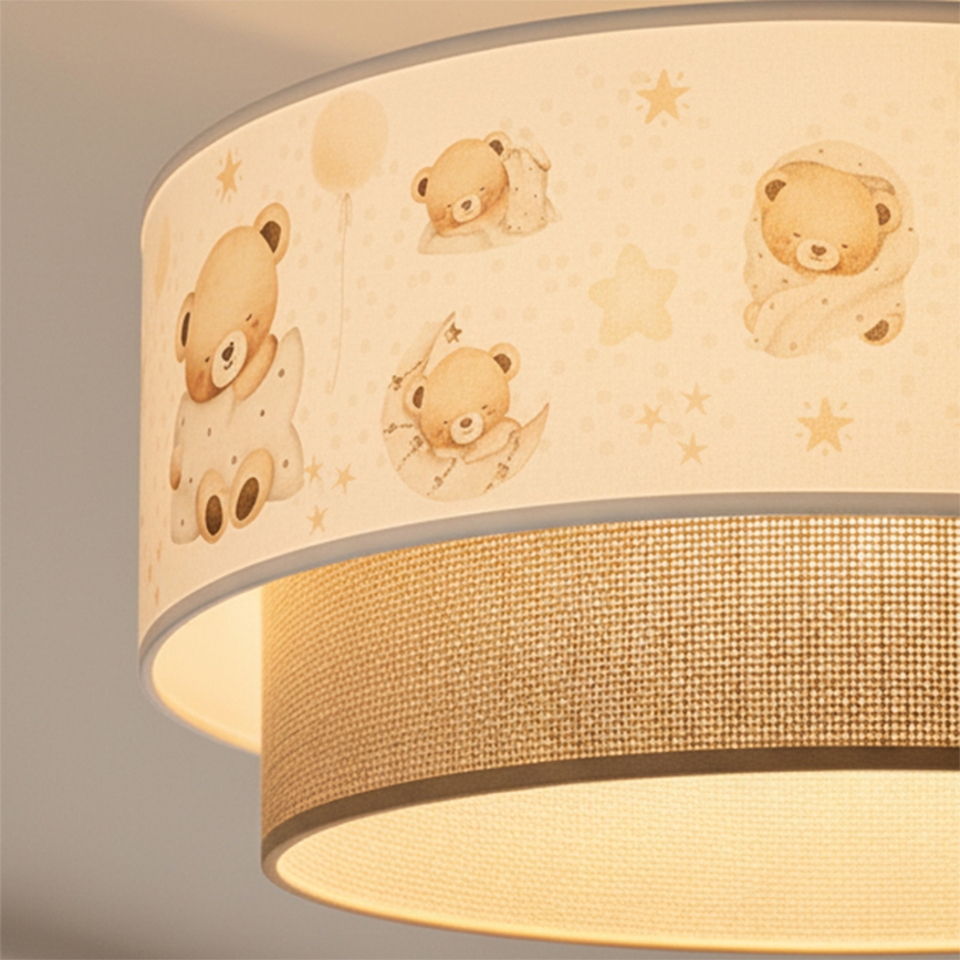 Brilagi-LED Otroška pritrjena stropna svetilka BOBO 1xE27/60W/230V premer 40 cm bela/bež/medvedek