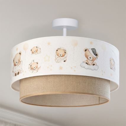 Brilagi-LED Otroška pritrjena stropna svetilka BOBO 1xE27/60W/230V premer 40 cm bela/bež/medvedek