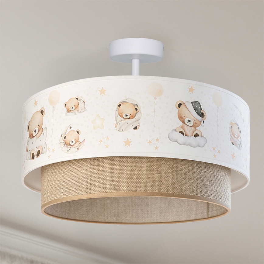 Brilagi-LED Otroška pritrjena stropna svetilka BOBO 1xE27/60W/230V premer 40 cm bela/bež/medvedek