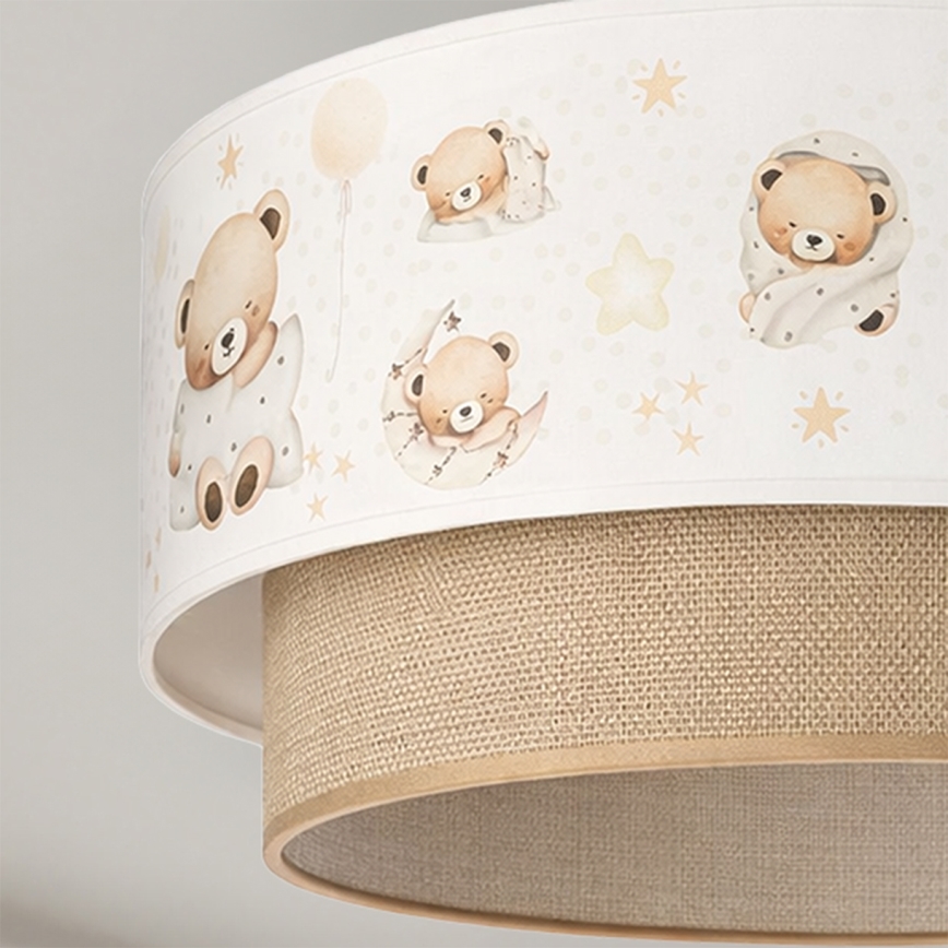 Brilagi-LED Otroška pritrjena stropna svetilka BOBO 1xE27/60W/230V premer 40 cm bela/bež/medvedek