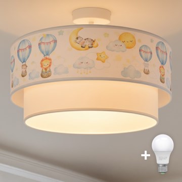 Brilagi-LED Otroška pritrjena stropna svetilka BOBO 1xE27/60W/230V premer 40 cm bela/bež/živalski motiv