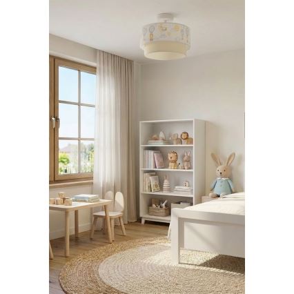 Brilagi-LED Otroška pritrjena stropna svetilka BOBO 1xE27/60W/230V premer 40 cm bela/bež/živalski motiv