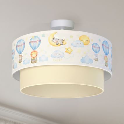 Brilagi-LED Otroška pritrjena stropna svetilka BOBO 1xE27/60W/230V premer 40 cm bela/bež/živalski motiv