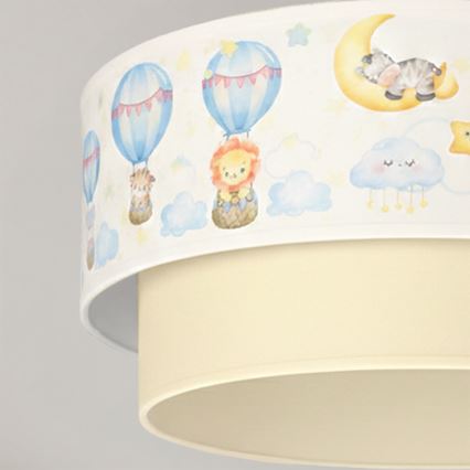 Brilagi-LED Otroška pritrjena stropna svetilka BOBO 1xE27/60W/230V premer 40 cm bela/bež/živalski motiv