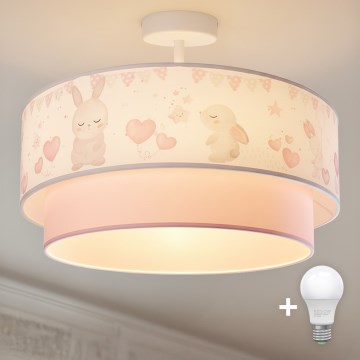 Brilagi - LED otroška pritrjena stropna svetilka BOBO 1xE27/60W/230V premer 40 cm kremna/rožnata/z vzorcem zajčkov