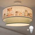 Brilagi-LED Otroška pritrjena stropna svetilka BOBO 1xE27/60W/230V Ø 40 cm bela/zelena/živalski motiv