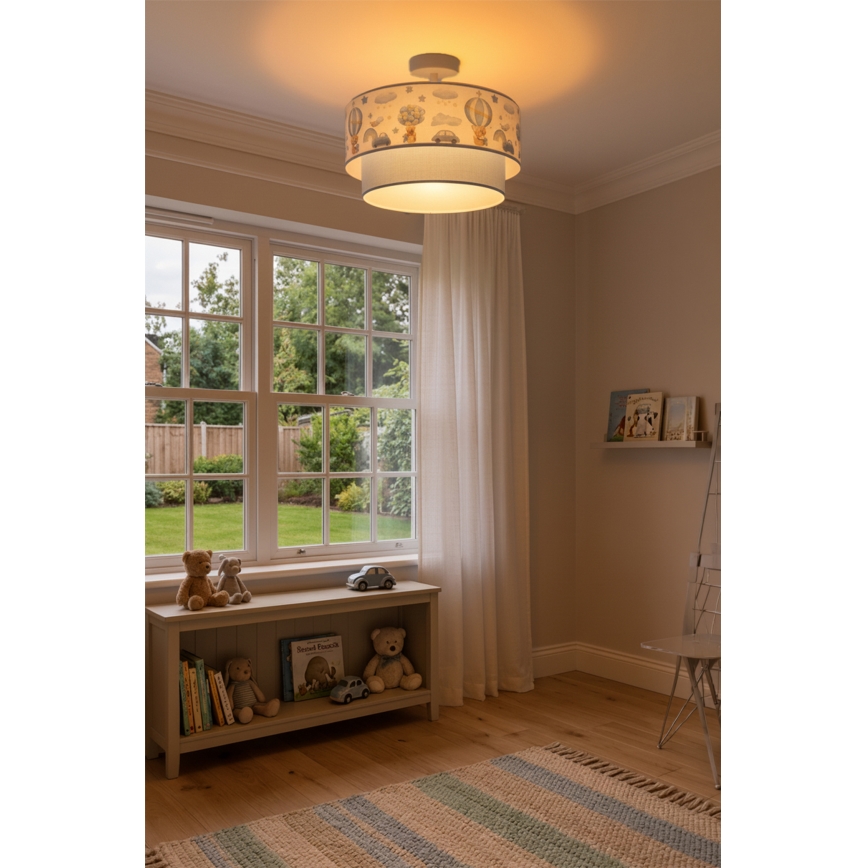 Brilagi-LED Otroška pritrjena stropna svetilka BOBO 1xE27/60W/230V Ø 40 cm krem./modra/medvedek