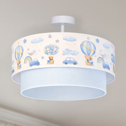 Brilagi-LED Otroška pritrjena stropna svetilka BOBO 1xE27/60W/230V Ø 40 cm krem./modra/medvedek
