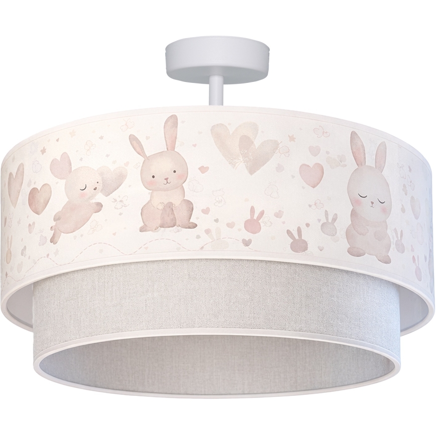 Brilagi - LED otroški nadometni lestenec BOBO 1xE27/60W/230V premer 40 cm kremna/siva/zajčki