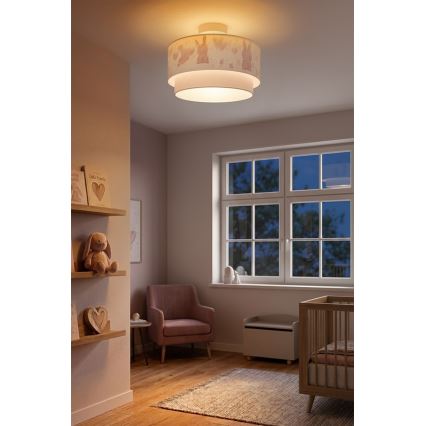 Brilagi - LED otroški nadometni lestenec BOBO 1xE27/60W/230V premer 40 cm kremna/siva/zajčki