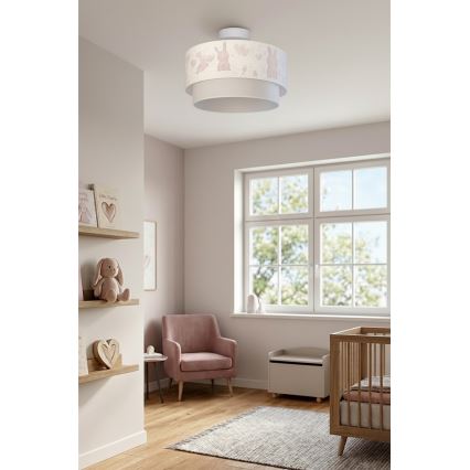 Brilagi - LED otroški nadometni lestenec BOBO 1xE27/60W/230V premer 40 cm kremna/siva/zajčki
