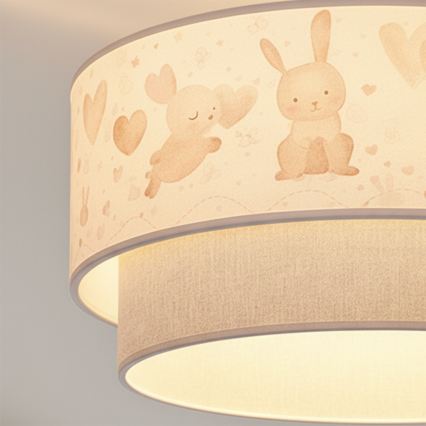 Brilagi - LED otroški nadometni lestenec BOBO 1xE27/60W/230V premer 40 cm kremna/siva/zajčki